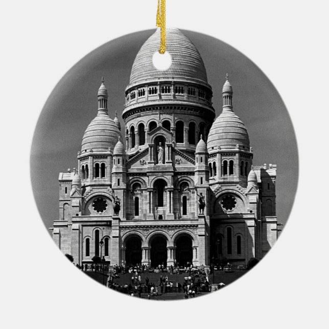 Vintage Frankrike Paris Sacre Coeur Basilica Julgransprydnad Keramik (Baksidan)