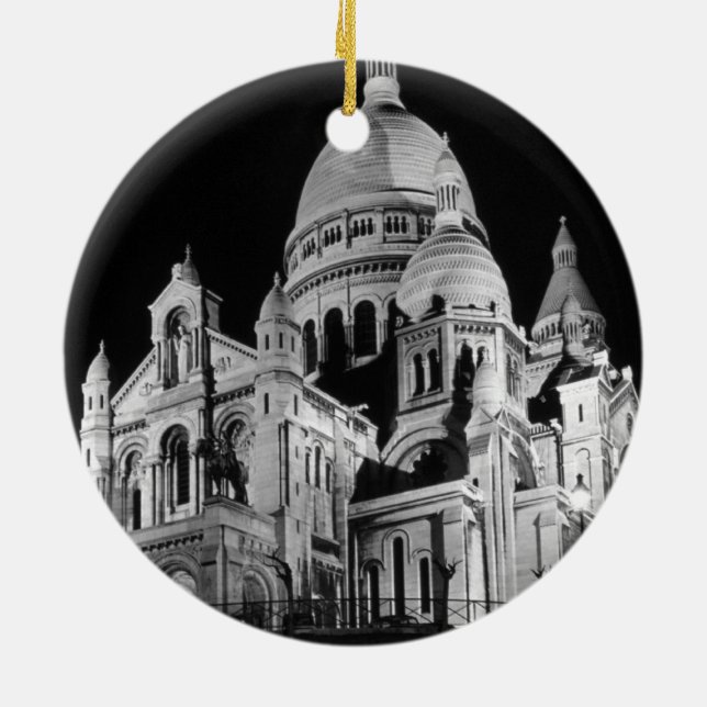 Vintage Frankrike Paris Sacre Coeur Basilica Julgransprydnad Keramik (Baksidan)