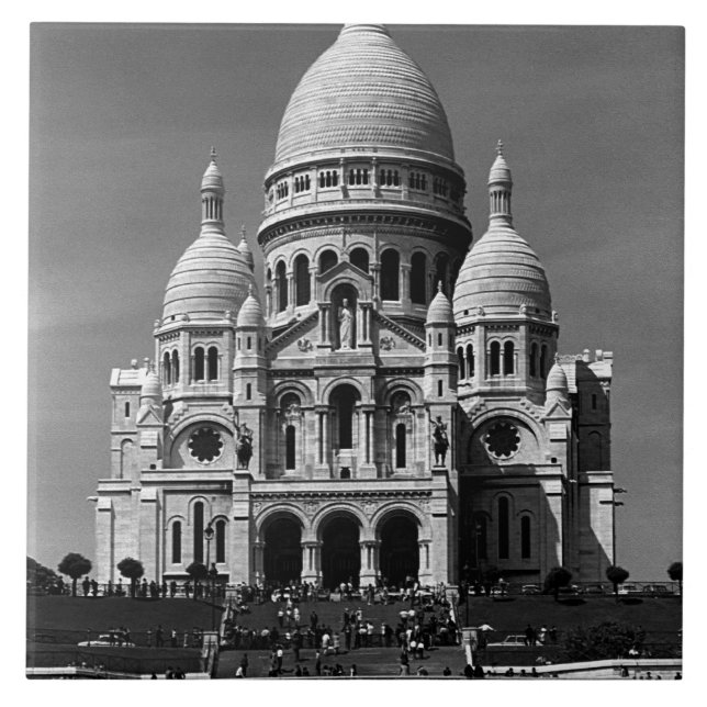Vintage Frankrike Paris Sacre Coeur Basilica Kakelplatta (Framsidan)