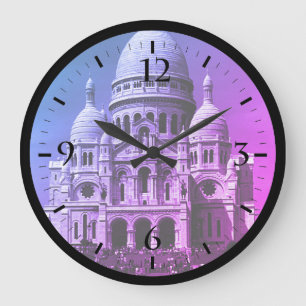 Vintage Frankrike Paris Sacre Coeur Basilica Large Stor Klocka
