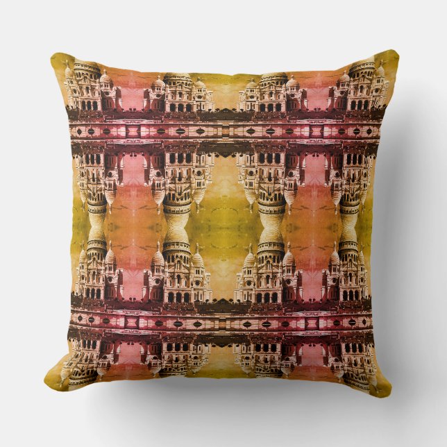 Vintage Frankrike Paris Sacre Coeur Basilica Throw Kudde (Framsida)