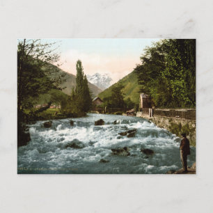 Vintage Frankrike, pique water fall angler, Luchon Vykort