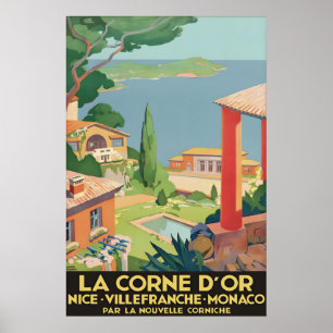 Vintage Frankrike Rivieran Resa Affisch La Corne D