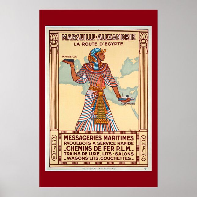Vintage Frankrike till Egypten Travel Poster (Framsidan)
