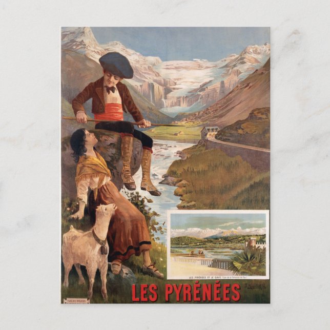 Vintage Frankrike Travel Vykort (Framsida)