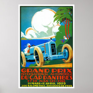 Vintage Fransk 1920-talets Tävla - Grand Prix Poster