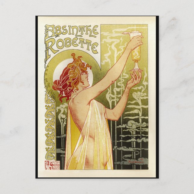 Vintage Fransk Absinthe Advertisement Vykort (Framsida)