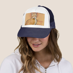 Vintage fransk affisch stil orange katt Keps