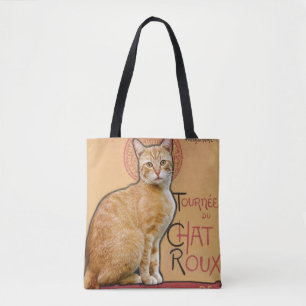 Vintage fransk affischstil orange katt tygkasse
