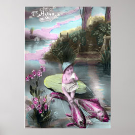 Vintage Fransk April-kort Poster