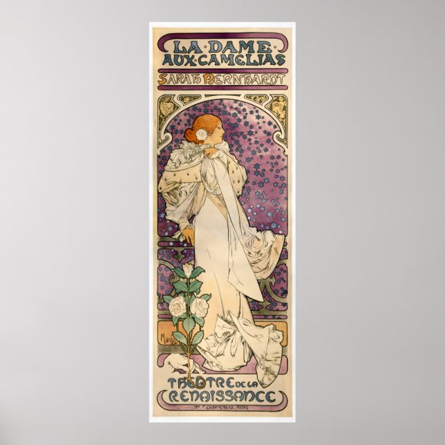 Vintage Fransk Art nouveau Dam i Camelias Poster (Framsidan)