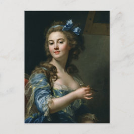 Vintage Fransk Art Woman i Blue Dress Vykort
