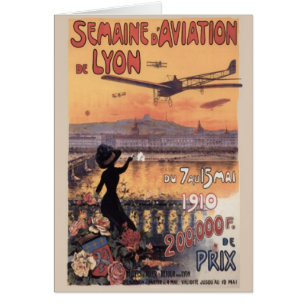 Vintage Fransk Aviation Hälsningskort