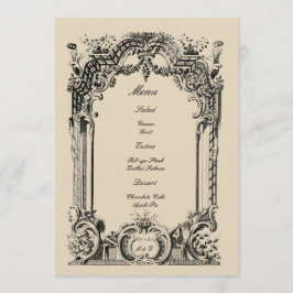 Vintage Fransk Baroque Rococo Bröllop Meny