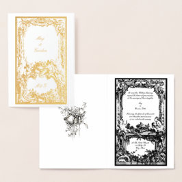 Vintage Fransk Baroque Rococo Ornate Folierat Kort