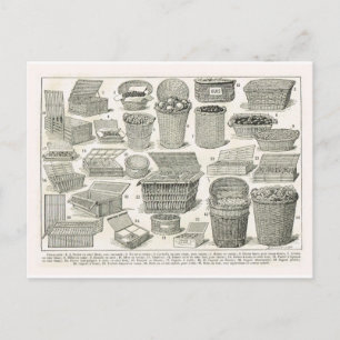 Vintage Fransk Basket Vykort