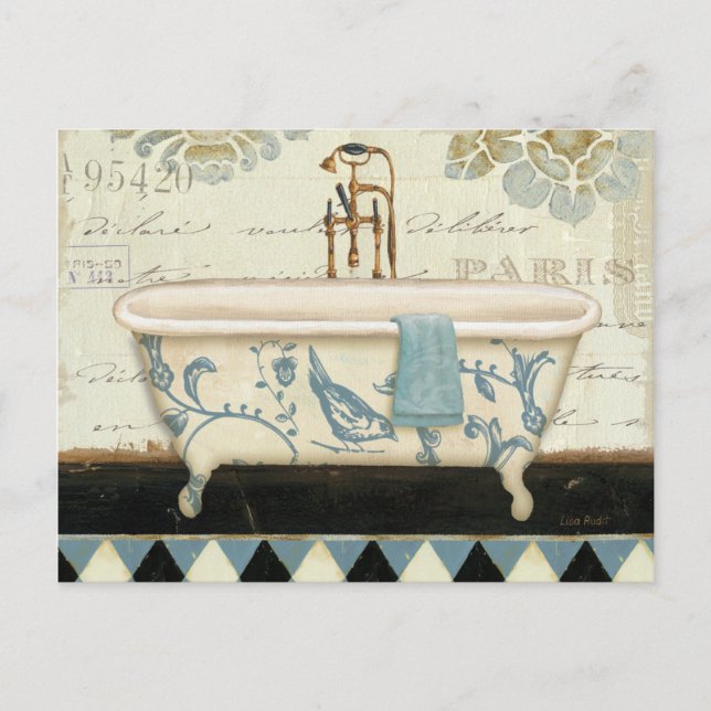 Vintage Fransk Bathtub Vykort (Framsida)