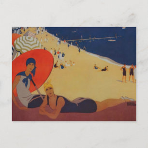 Vintage Fransk Beach Travel Annons Vykort