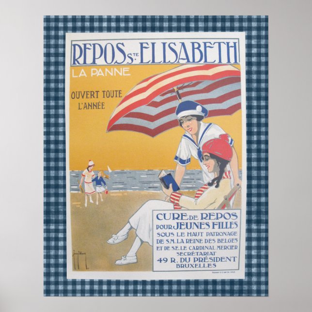 Vintage Fransk Beach Travel Poster (Framsidan)