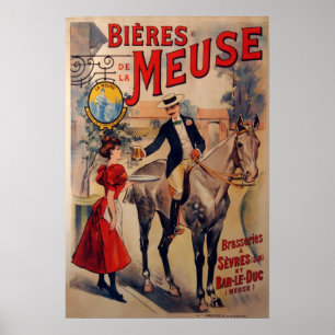 Vintage Fransk Beer Annons Poster