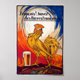 Vintage Fransk Beer Annons Poster