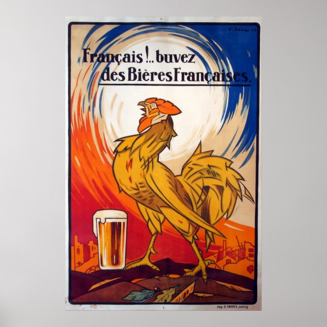 Vintage Fransk Beer Annons Poster (Framsidan)