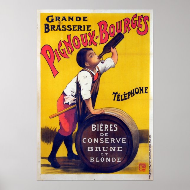 Vintage Fransk Beer Annons Poster (Framsidan)