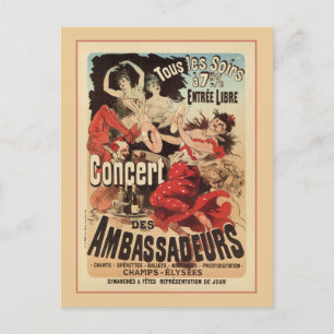 Vintage Fransk belle époque Paris nattliv Vykort