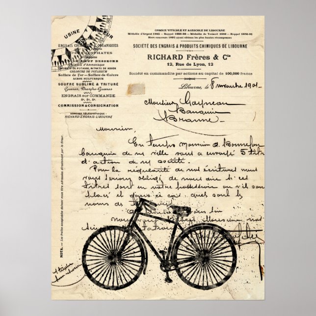 Vintage Fransk Bicycle Poster (Framsidan)