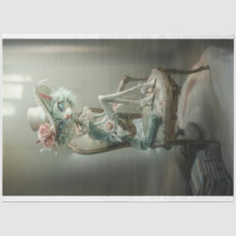 Vintage Fransk Blå färgad katttavoupage