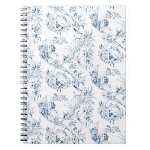 Vintage Fransk Blommigt Fantasy Toile-Black Notebo Anteckningsbok