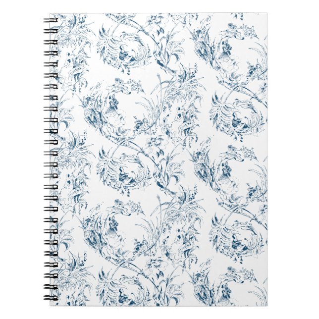 Vintage Fransk Blommigt Fantasy Toile-Black Notebo Anteckningsbok (Framsidan)