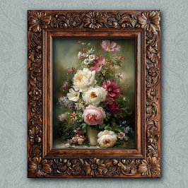 Vintage fransk blomsterkonst Rosa och vita peonier Poster