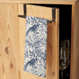 Vintage Fransk Blue Toile Fleurie Kökshandduk