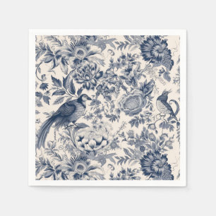 Vintage Fransk Blue Toile Fleurie Pappersservett