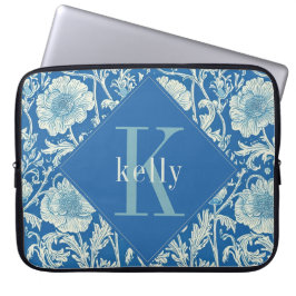 Vintage Fransk Blue William Morris Monogram Laptop Fodral