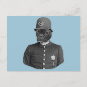 Vintage Fransk Bulldog Policeman Vykort