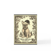 Vintage fransk bulldogg julkort med biografi