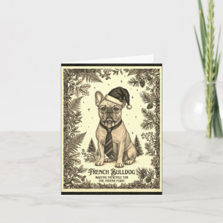 Vintage fransk bulldogg julkort med biografi kort