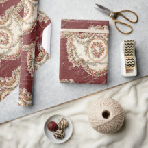 Vintage Fransk Burgundy Blommigt Garland Decoupage