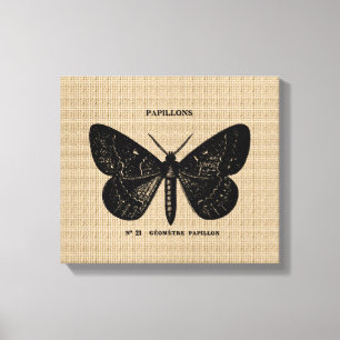 Vintage Fransk Butterfly på Canvas