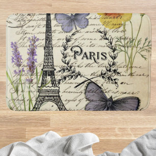 vintage fransk butterfly paris eiffel torn badrumsmatta