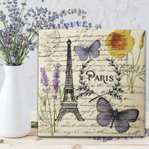 vintage fransk butterfly paris eiffel torn kakelplatta