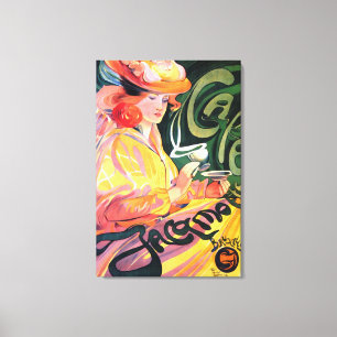 VINTAGE FRANSK CAFE POSTERART WRAPPED CANVAS