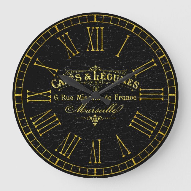 Vintage Fransk Cafe Stor Klocka (Framsida)