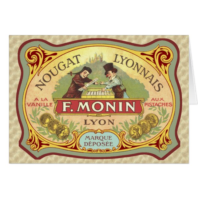 Vintage Fransk Candy Label Hälsningskort (Framsidan Horizontal)