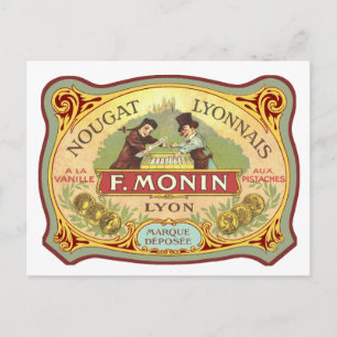 Vintage Fransk Candy Label Vykort