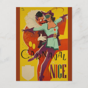Vintage Fransk Carnival Nice Vykort
