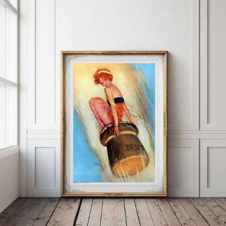 Vintage Fransk Champagne Poster 1930-talet flapper