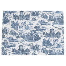 Vintage Fransk Chariot of Dawn Toile de Jouy-Blue